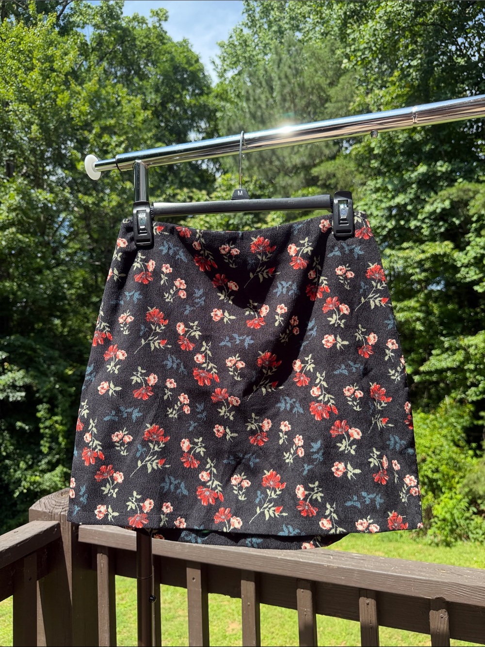 Black skirt with red flowers